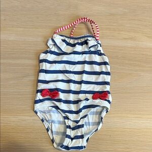 Zara Kids Blue and White Striped One Piece